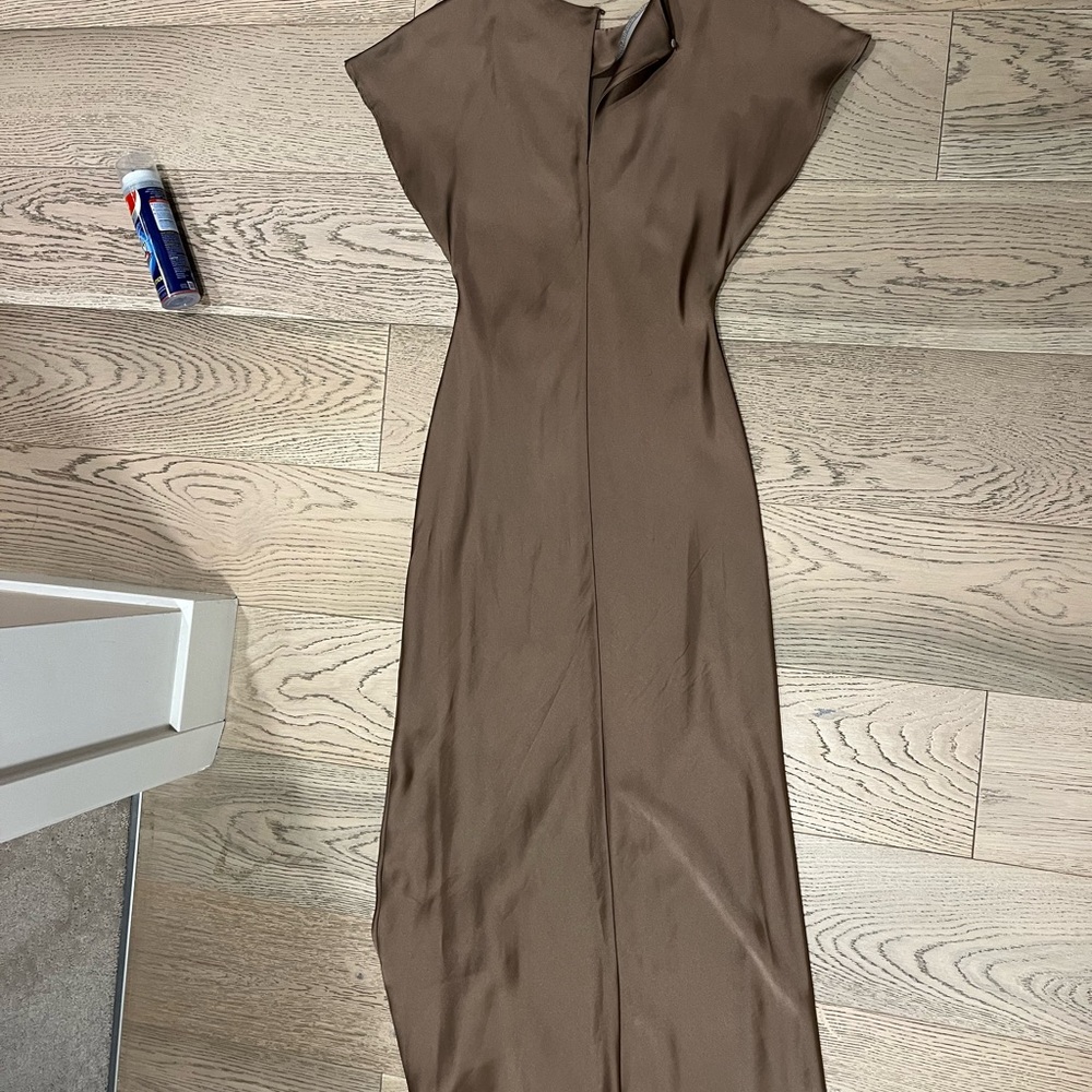 Elegant Brown Satin Dress